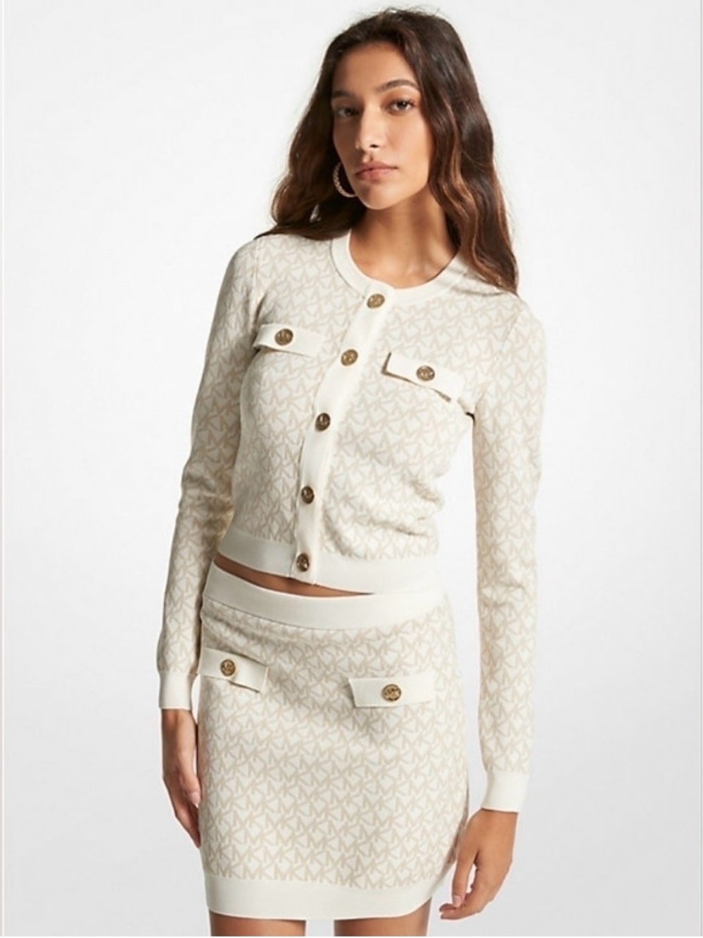 NWT Michael Kors Logo Jacquard Knit Skirt M
